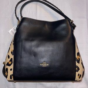 EDIE SHOULDER BAG 31 WITH BLOCKED LEOPARD PRINT & RIVETS (COACH 32728)